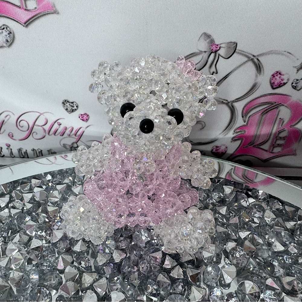 Crystal Teddy Bear decor beaded bow cute bear 🐻